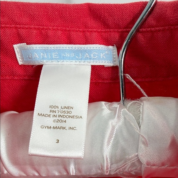 Janie and Jack Red Kids Linen Button/Tab Button Shirt - 3 - Picture 2 of 6